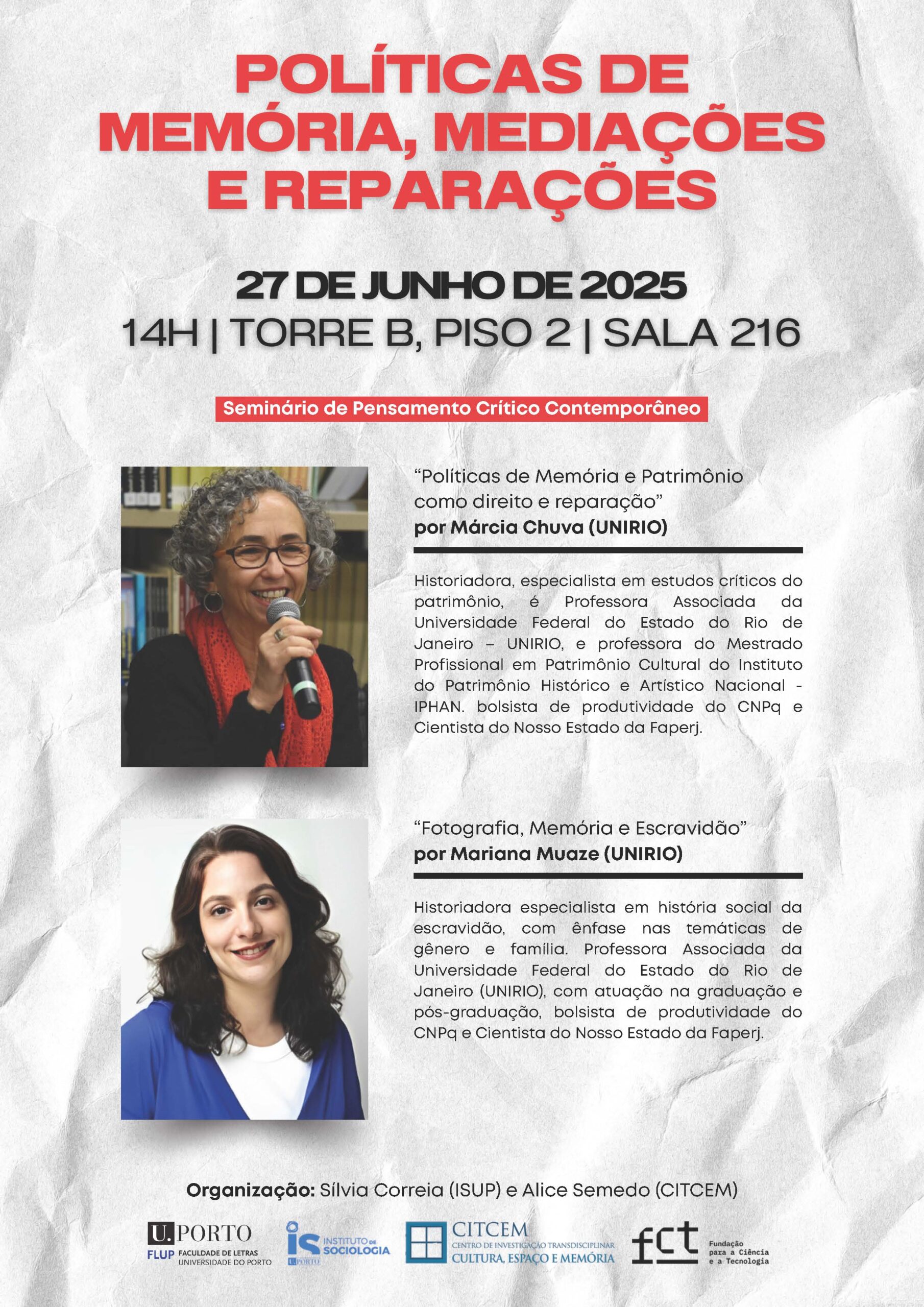 Políticas de Memória Seminário 27 de JUNHO FLUP